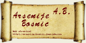 Arsenije Bosnić vizit kartica